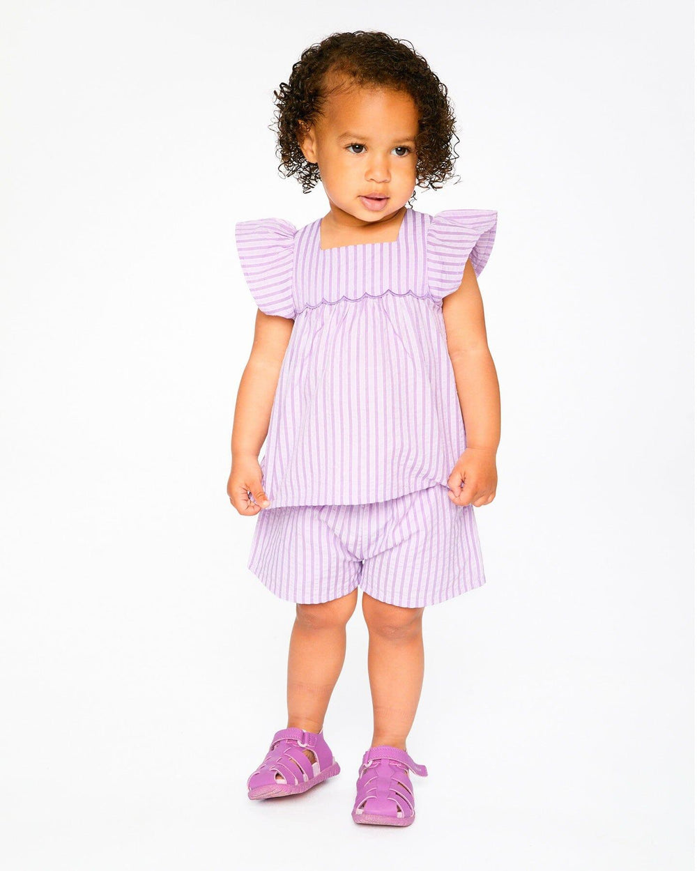 Ensemble haut et short rayé lavande