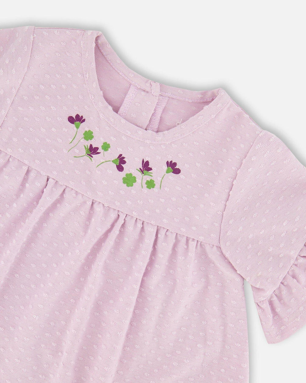 Ensemble Tunique en Jersey et Capri en Coton Lavande et Vert à Fleurs Imprimées