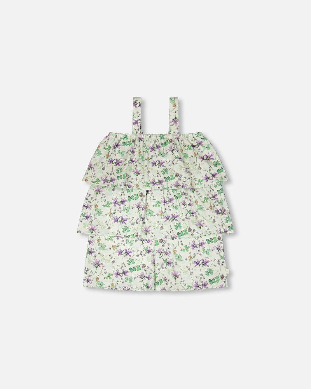 Combinaison en jersey avec volants et fleurs imprimées vertes