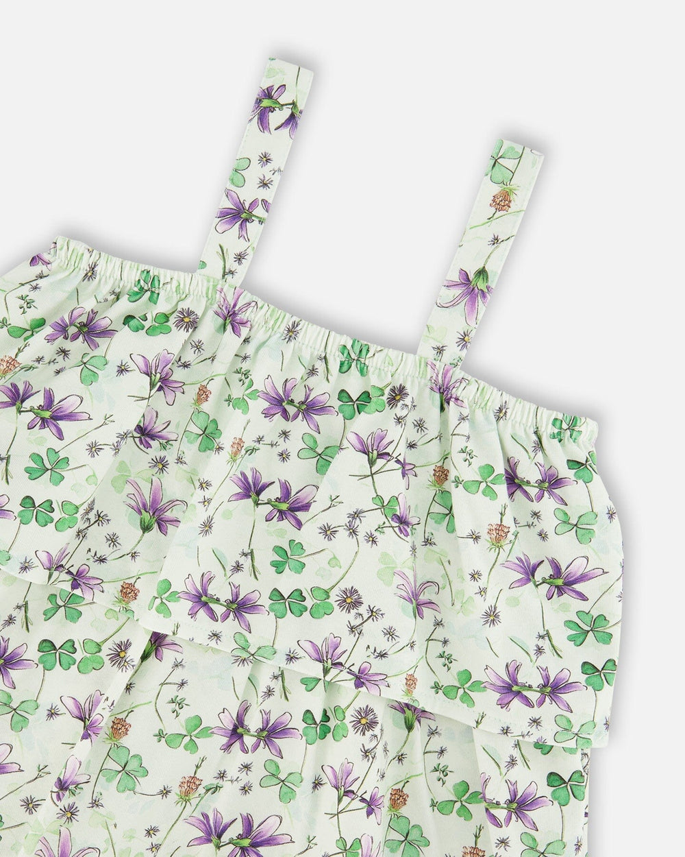 Combinaison en jersey avec volants et fleurs imprimées vertes