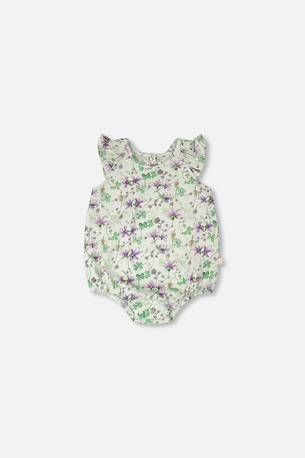 Jersey Romper Green Printed Flowers