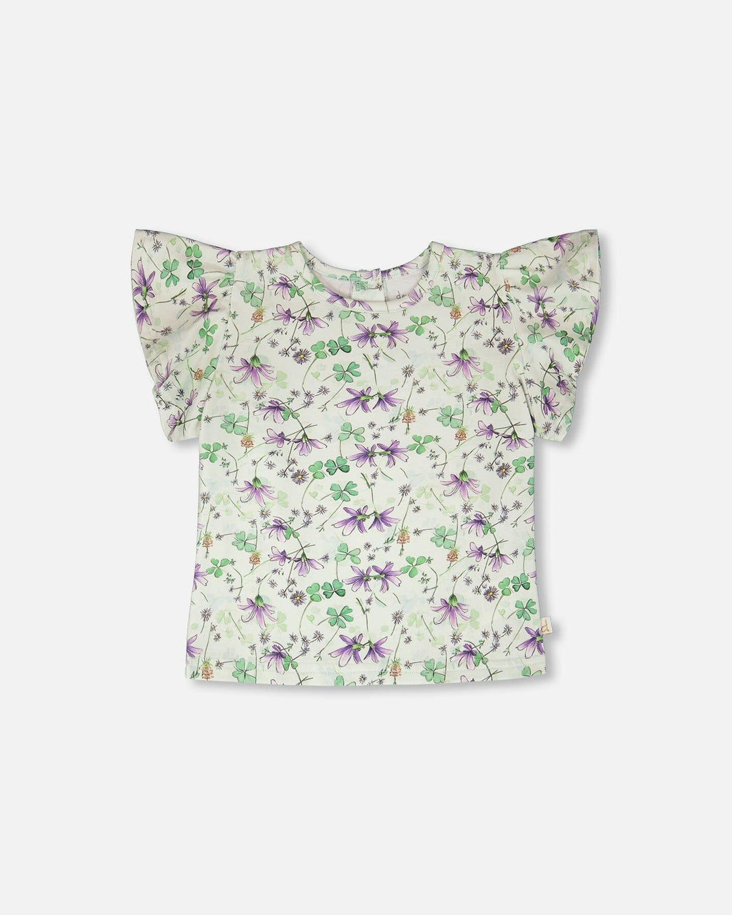 T-shirt en jersey vert avec fleurs imprimées