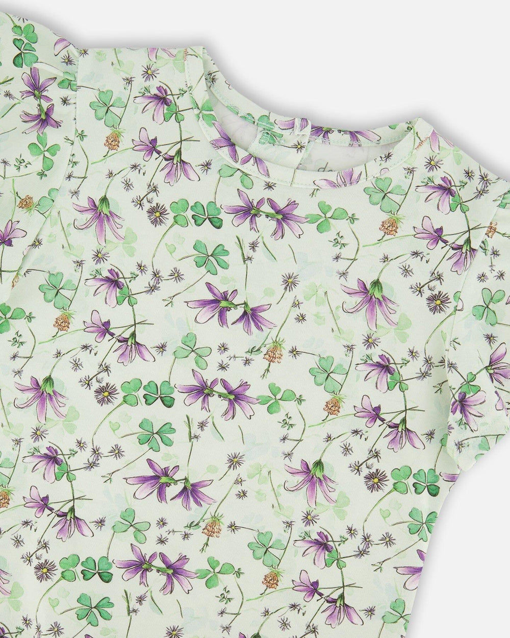 Jersey T-Shirt Green Printed Flowers