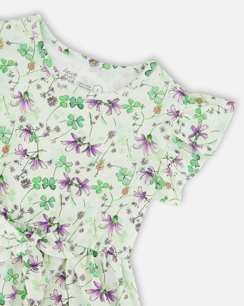 Robe en jersey verte à fleurs imprimées