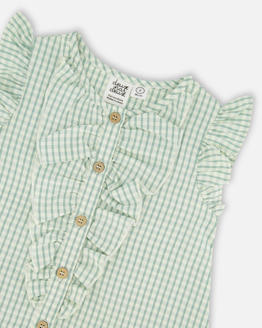 Robe en popeline à carreaux verte