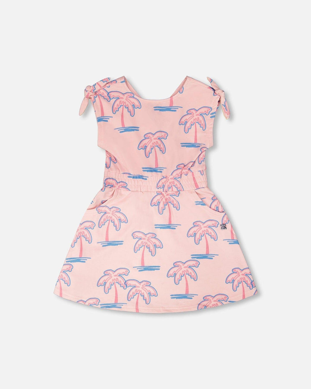 Robe en molleton French Terry Rose Clair avec imprimé de palmiers