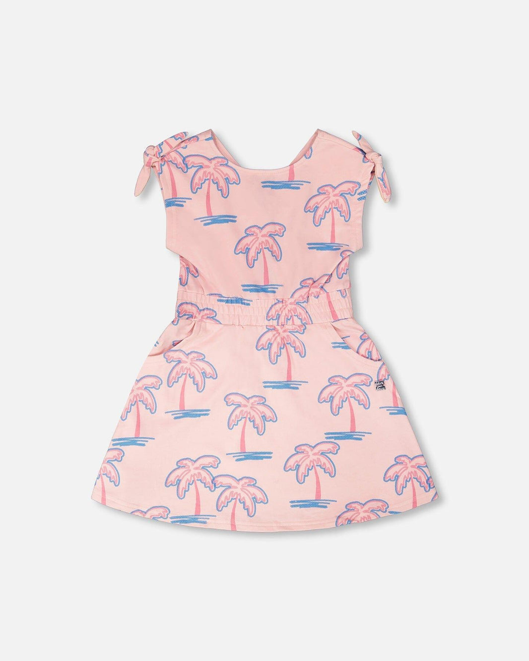 Robe en molleton French Terry Rose Clair avec imprimé de palmiers