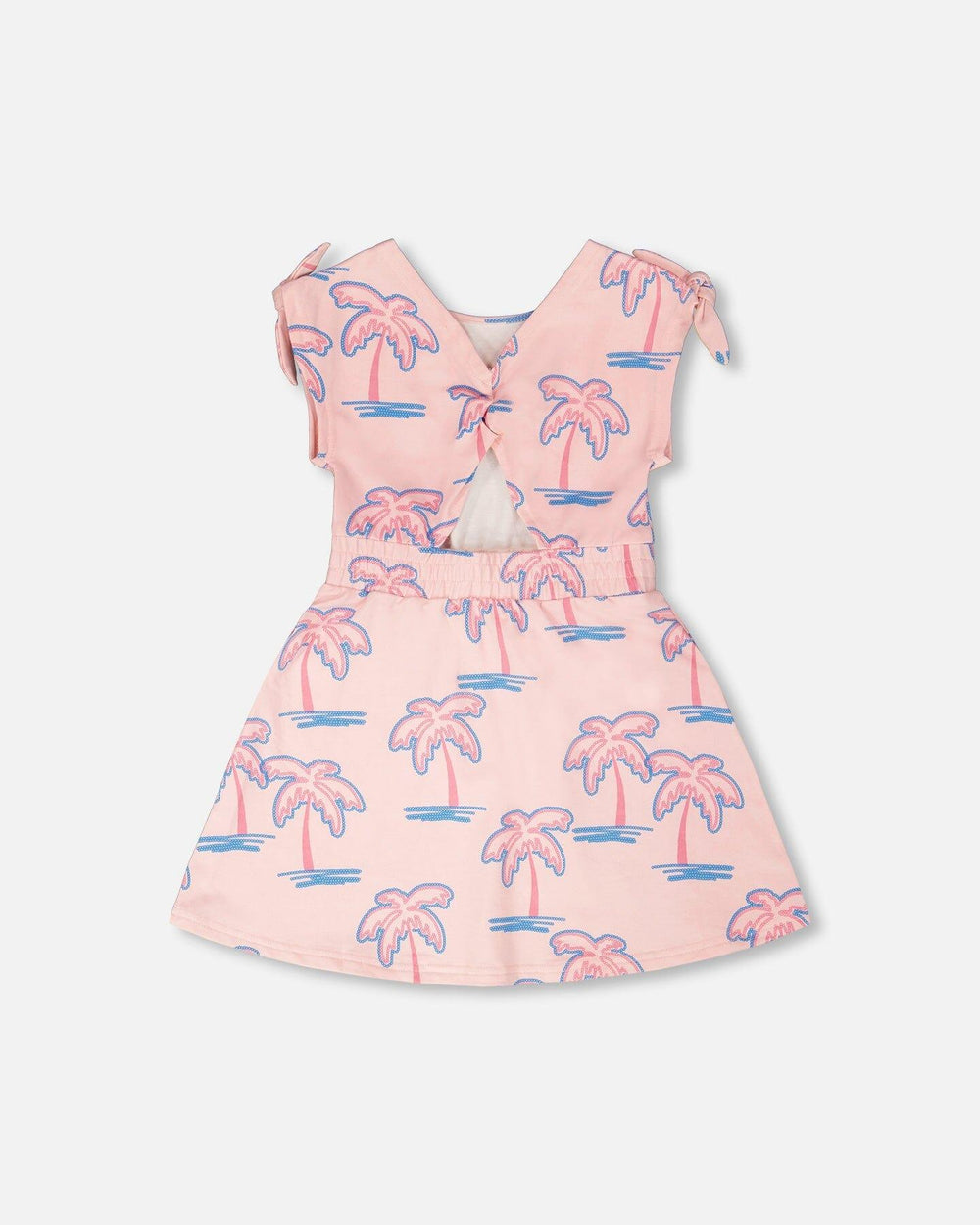 Robe en molleton French Terry Rose Clair avec imprimé de palmiers