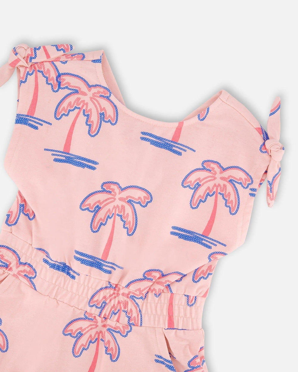 Robe en molleton French Terry Rose Clair avec imprimé de palmiers