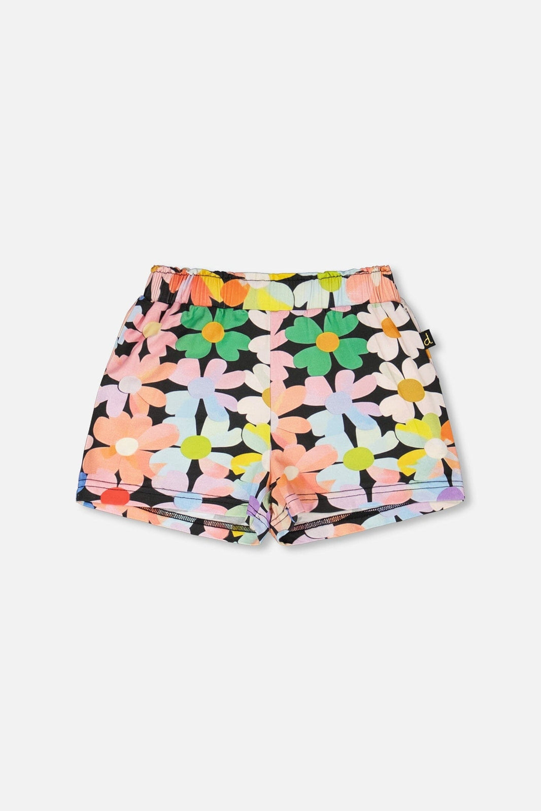 Jersey Shorts Black Printed Flowers