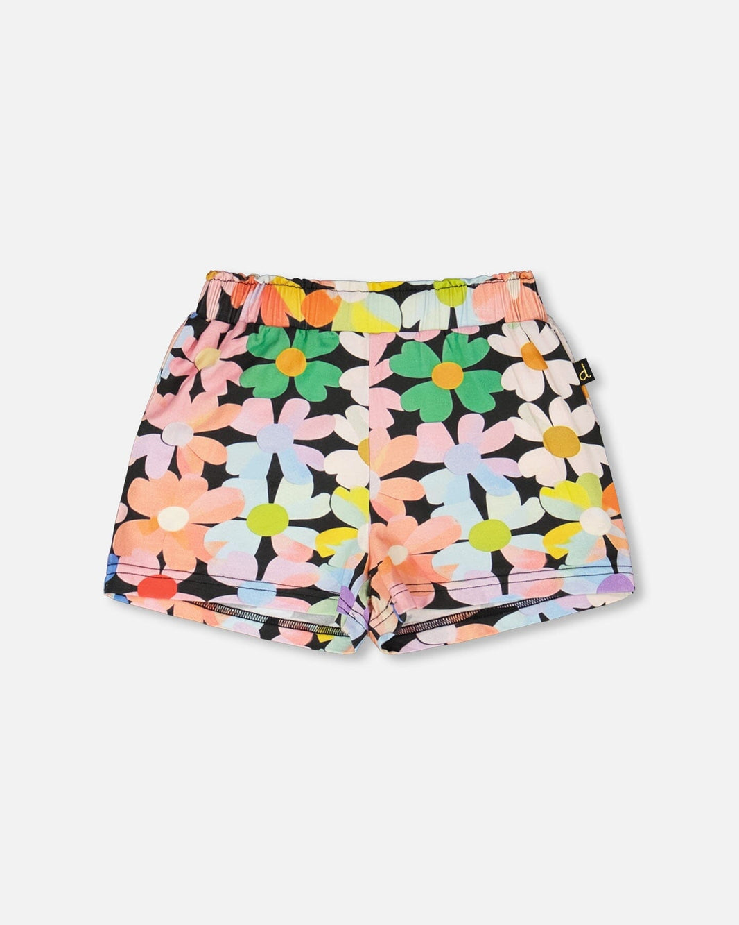 Jersey Shorts Black Printed Flowers