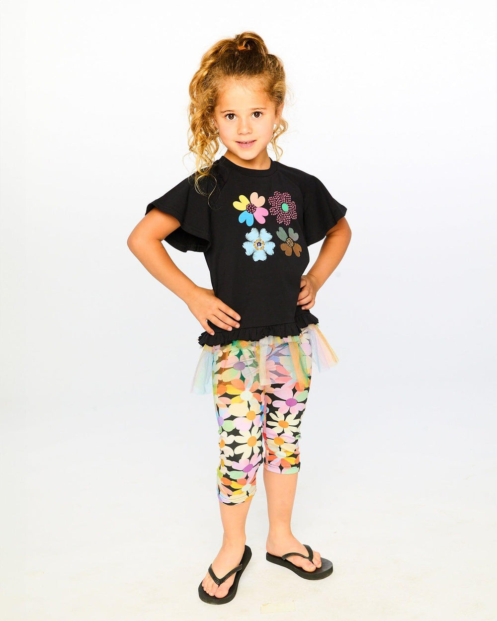 Organic Cotton Tunic Black With Mesh Frill