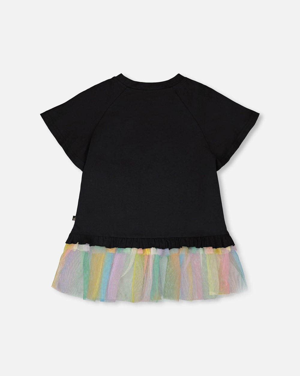 Organic Cotton Tunic Black With Mesh Frill