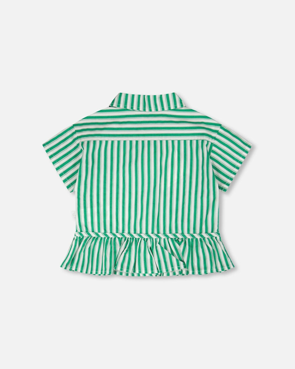 Chemise à manches courtes à rayures avec boutons verte