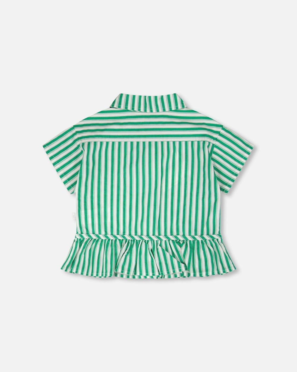 Short Sleeve Striped Button Down Shirt Green
