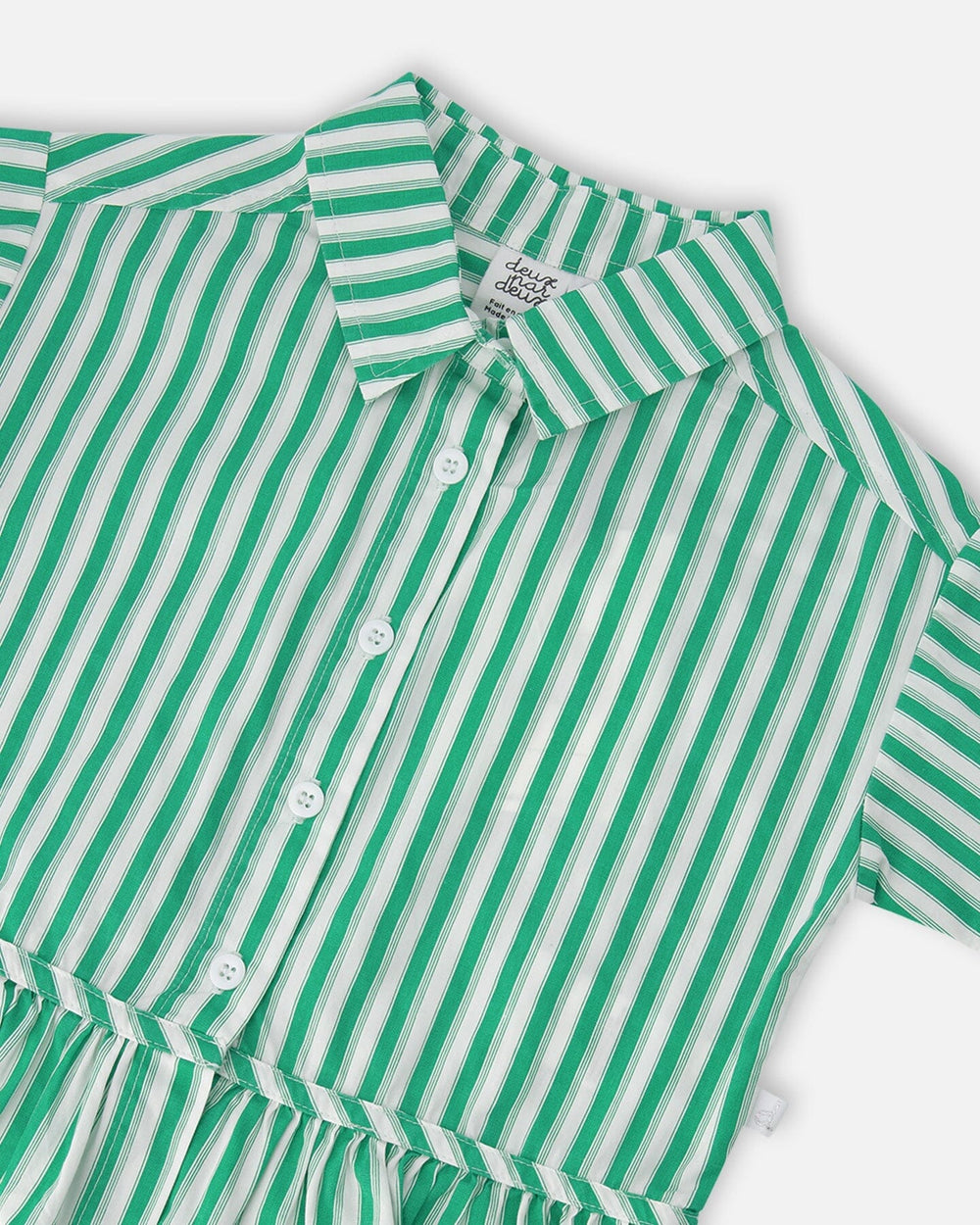 Chemise à manches courtes à rayures avec boutons verte