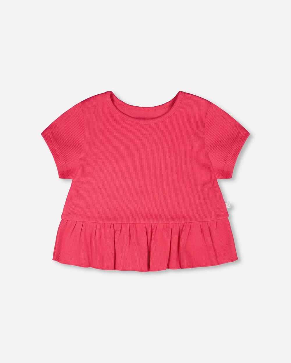 T-shirt court côtelé avec volant rose