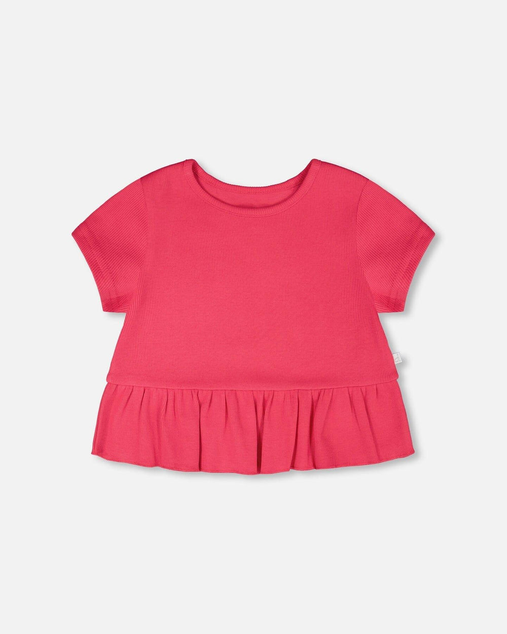 T-shirt court côtelé avec volant rose