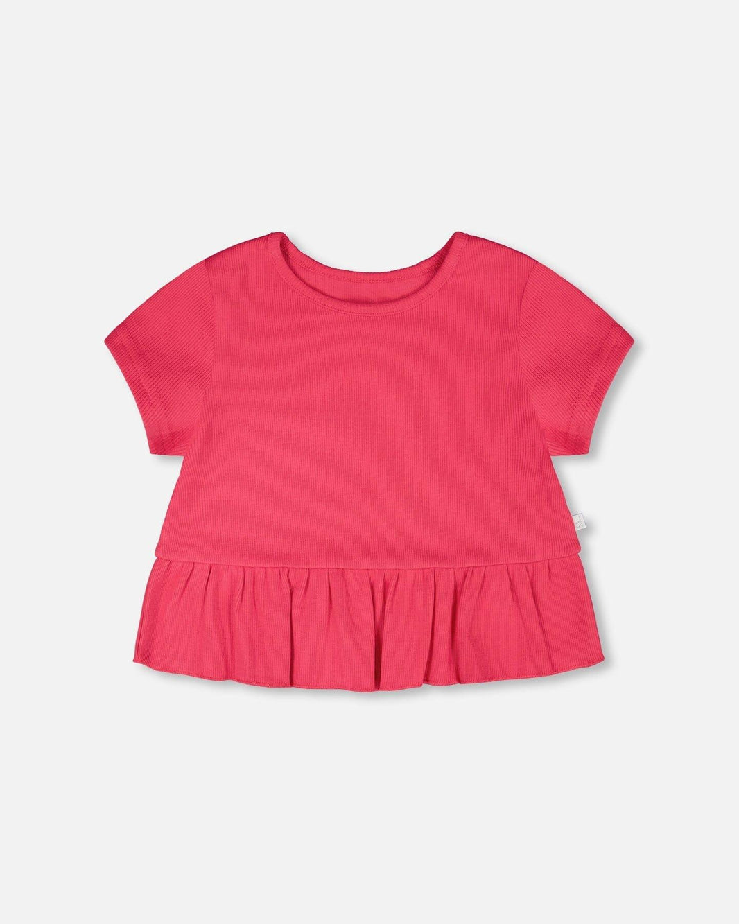 T-shirt court côtelé avec volant rose