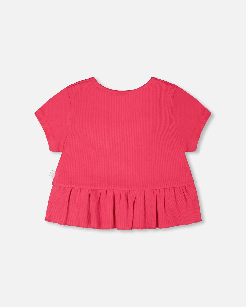 T-shirt court côtelé avec volant rose