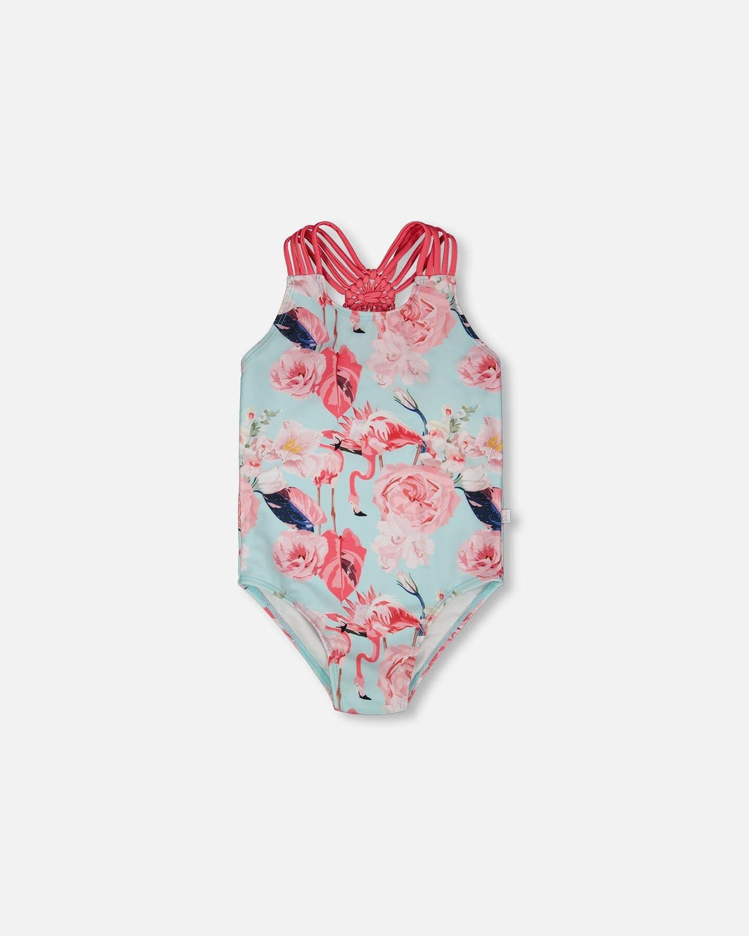 Maillot de bain une pièce imprimé flamant rose bleu