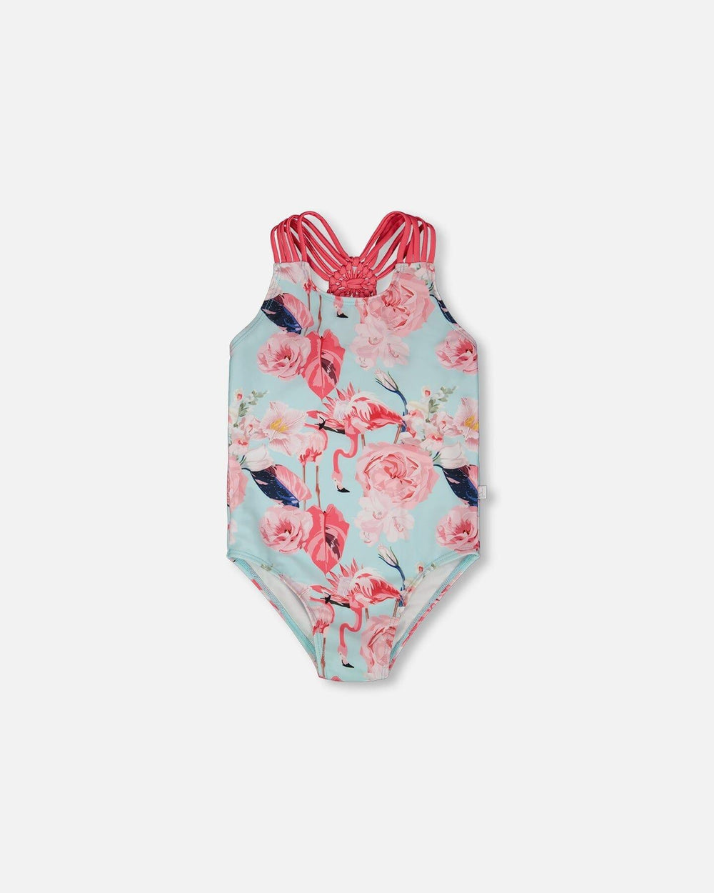 Maillot de bain une pièce imprimé flamant rose bleu