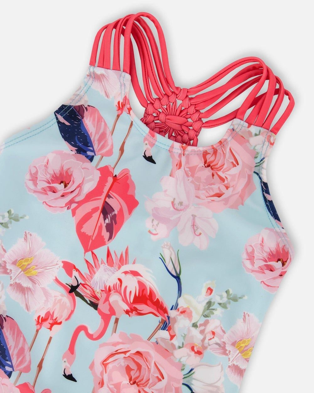 Maillot de bain une pièce imprimé flamant rose bleu