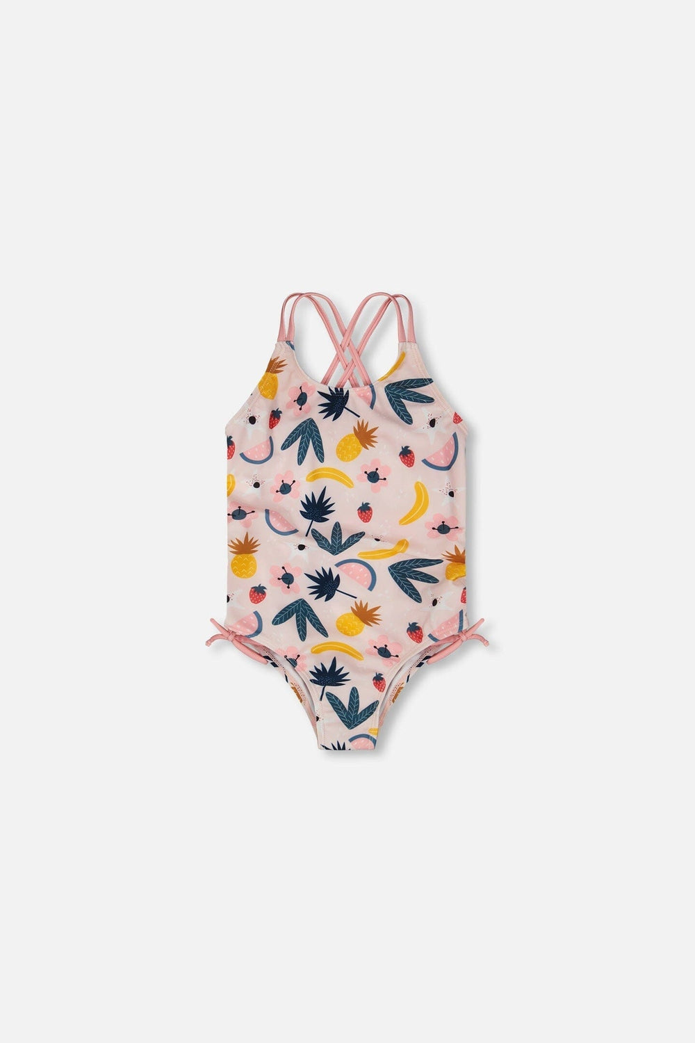 One-Piece Swimsuit Pink Printed Fruits