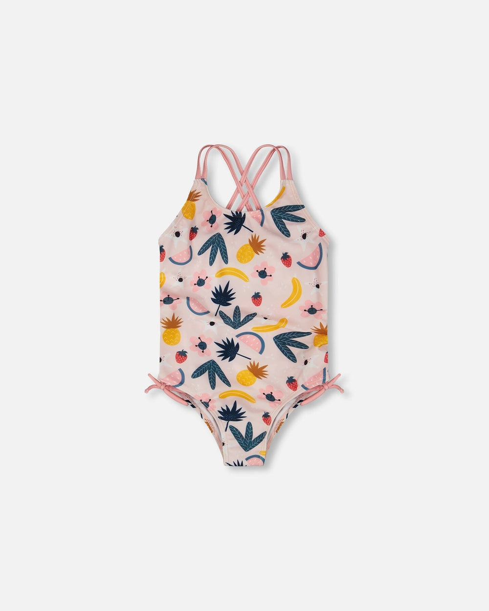 Maillot de bain une pièce rose imprimé de fruits