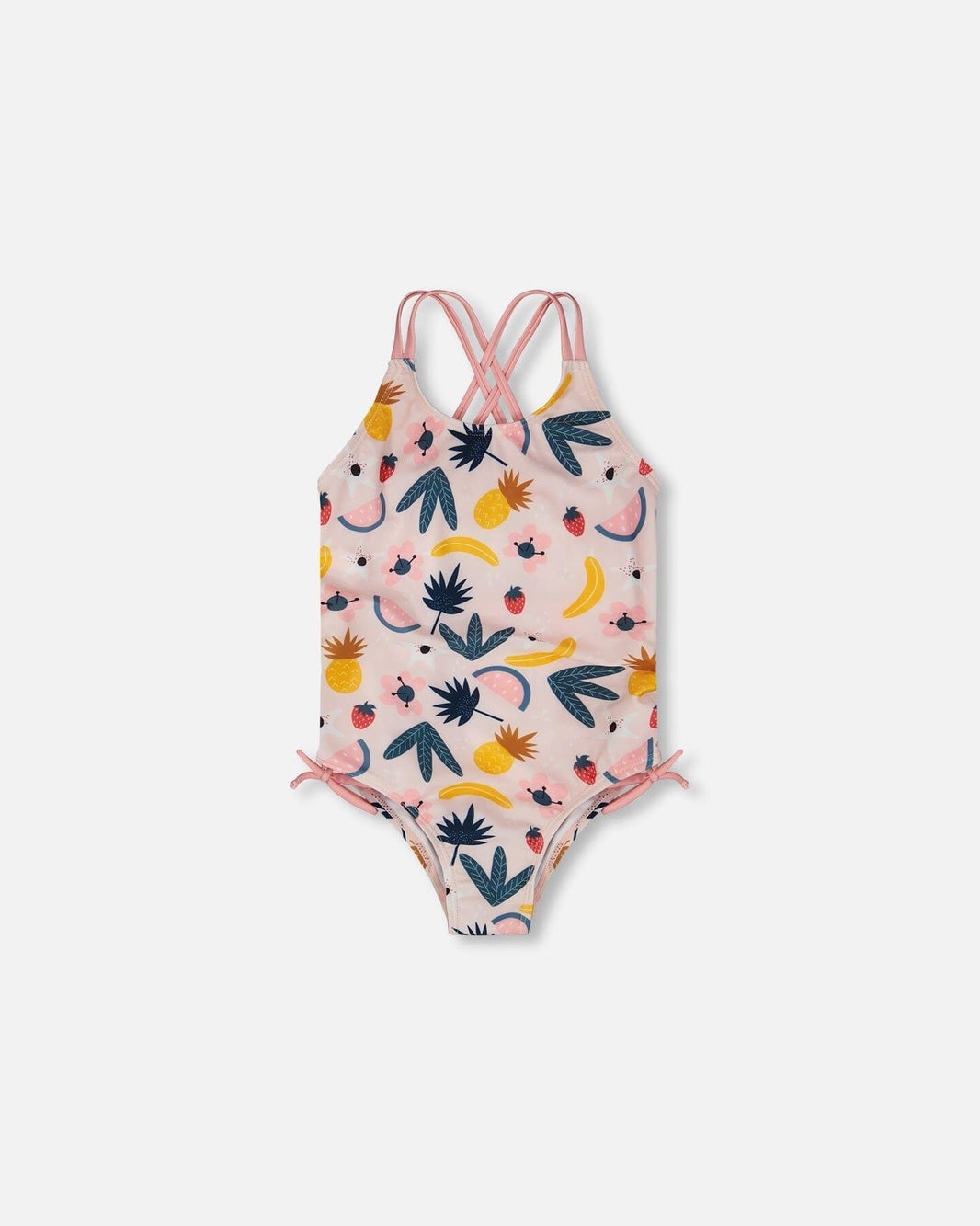 Maillot de bain une pièce rose imprimé de fruits