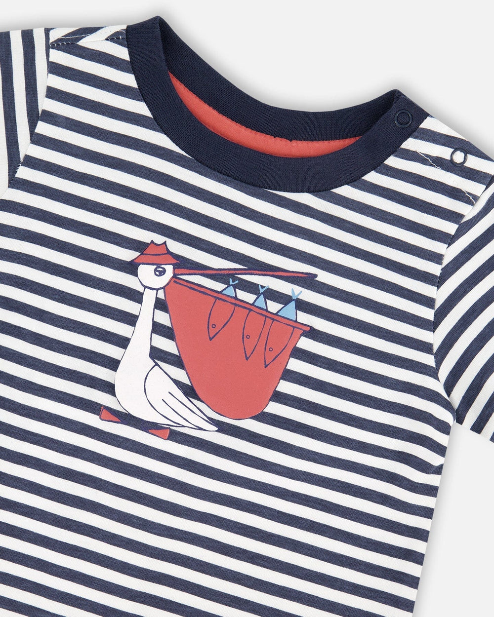 Ensemble T-shirt et short en coton bio à rayures bleues et bleu