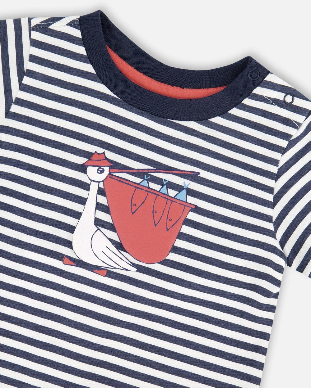 Ensemble T-shirt et short en coton bio à rayures bleues et bleu