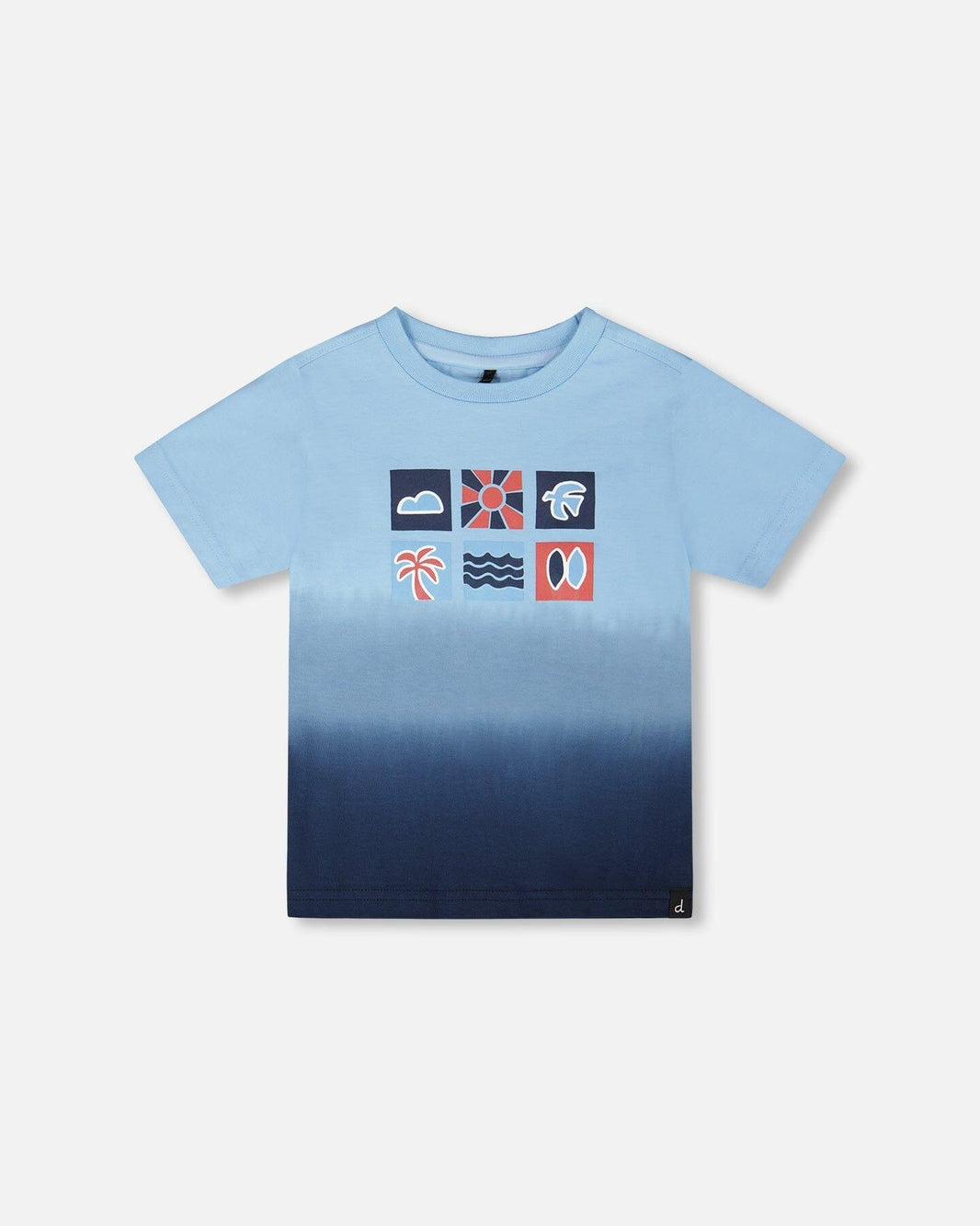 T-shirt à manches courtes en coton biologique dégradé bleu