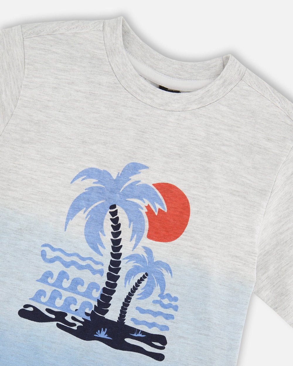 T-shirt à manches courtes en coton biologique Dégradé Gris Mix vers Bleu