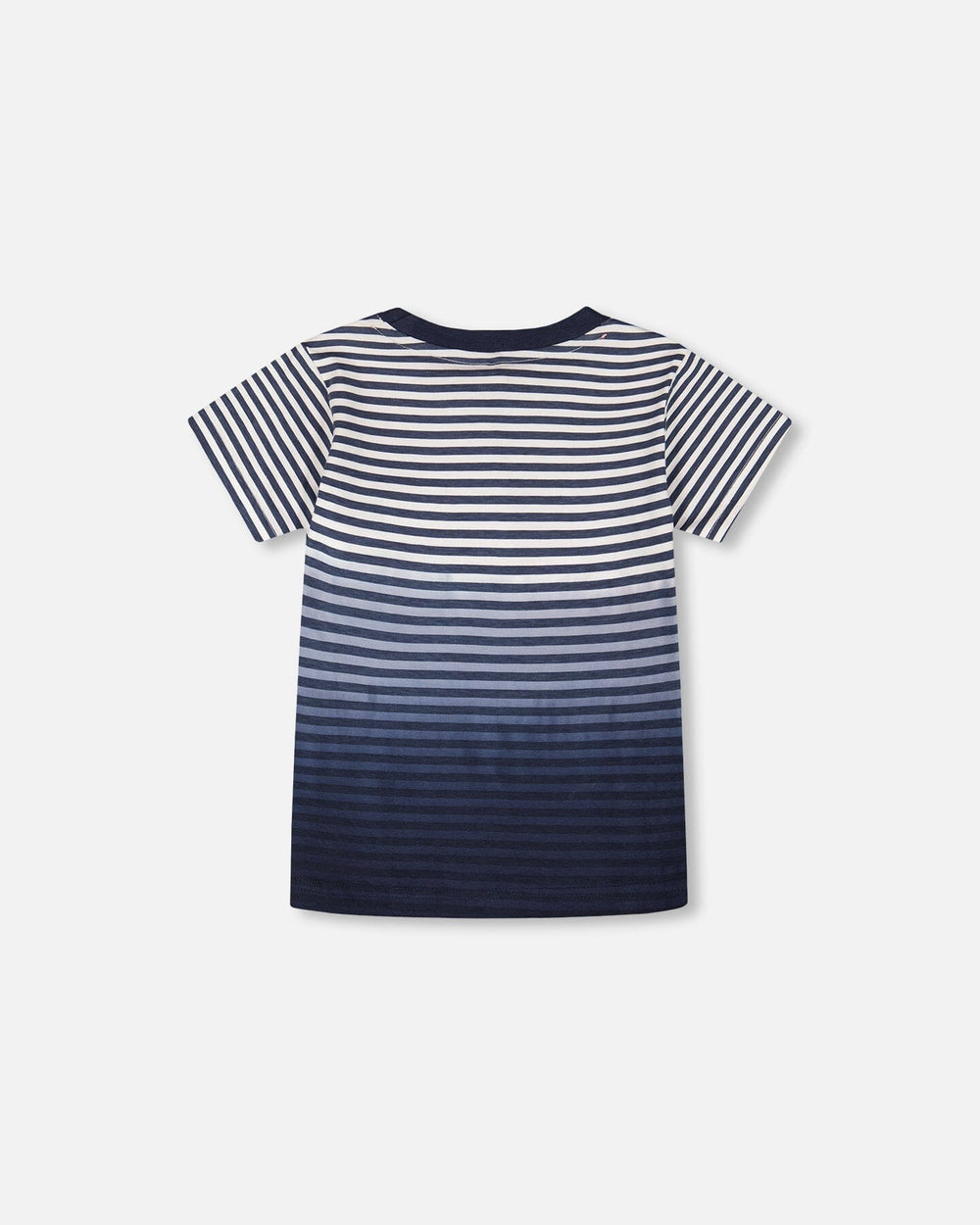 T-shirt à manches courtes en coton biologique avec rayures dégradées bleues