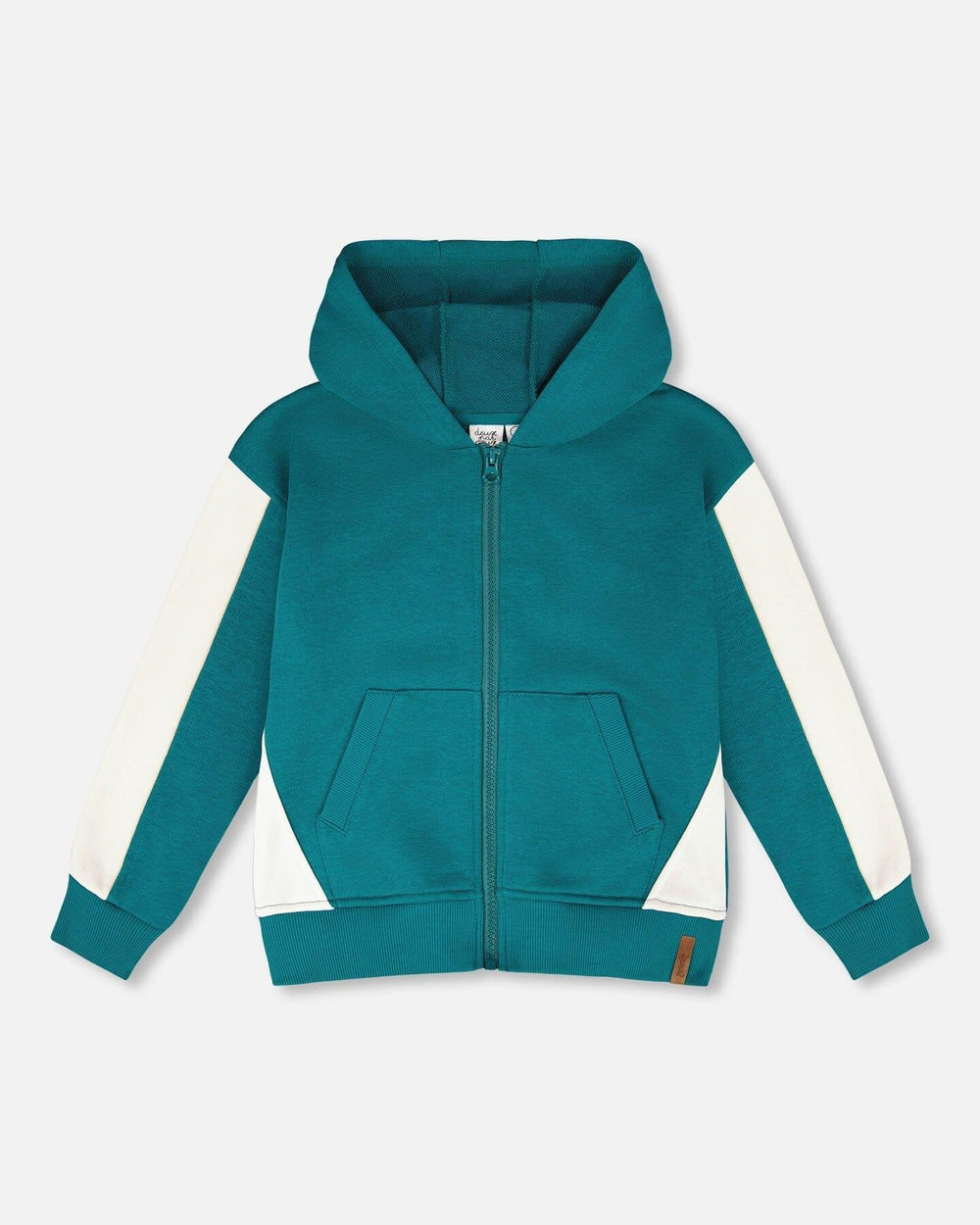 Cardigan à capuche en tissu French Terry bleu turquoise foncé