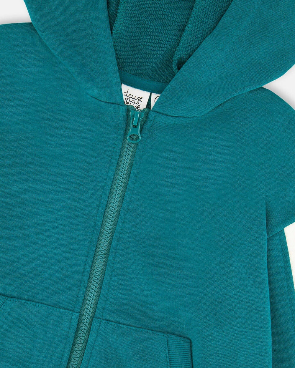 Cardigan à capuche en tissu French Terry bleu turquoise foncé