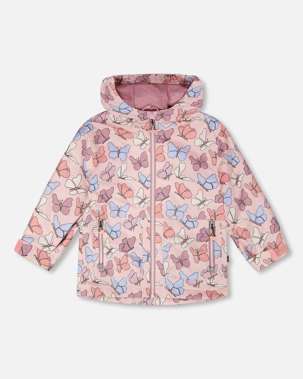 Veste mi-saison rose imprimée de papillons