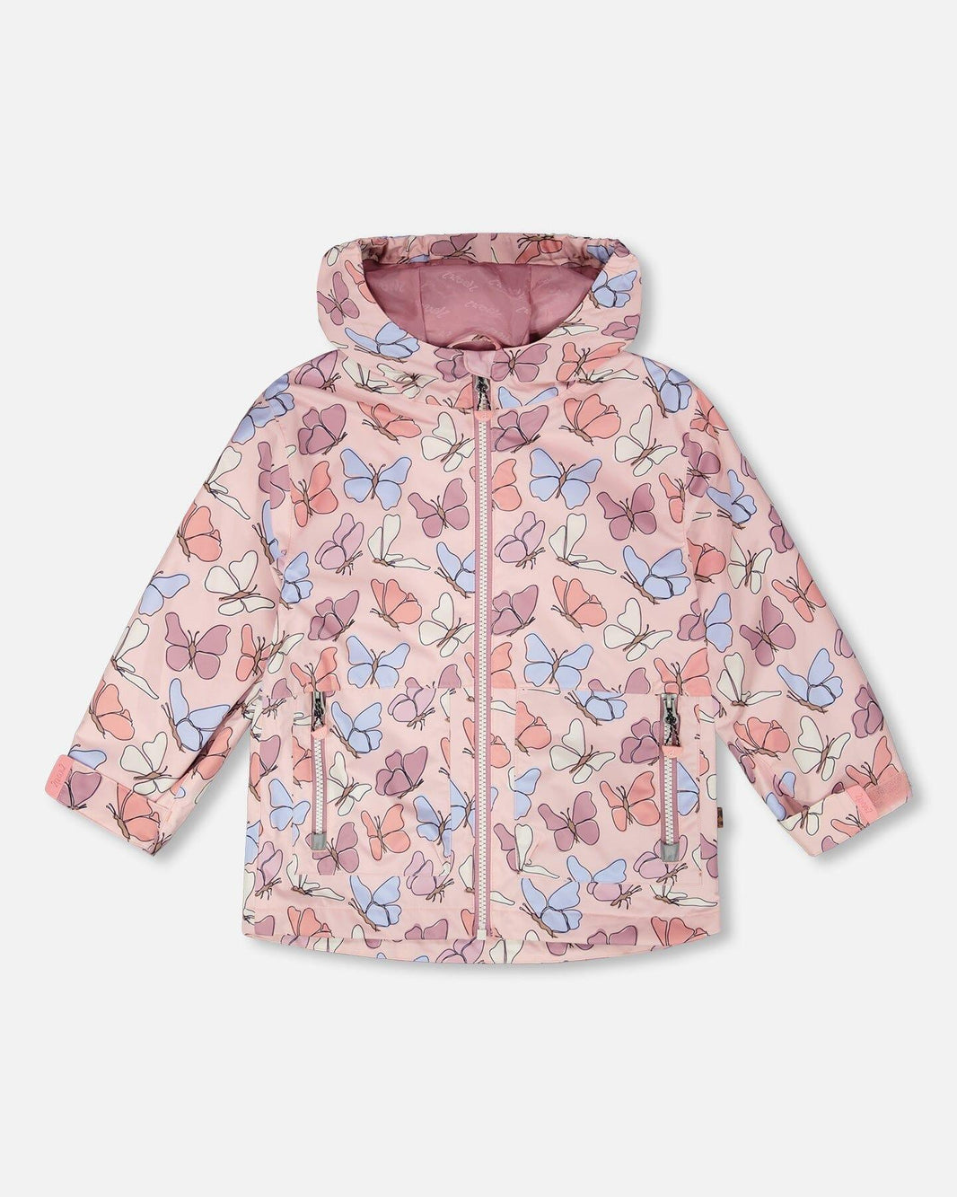 Veste mi-saison rose imprimée de papillons