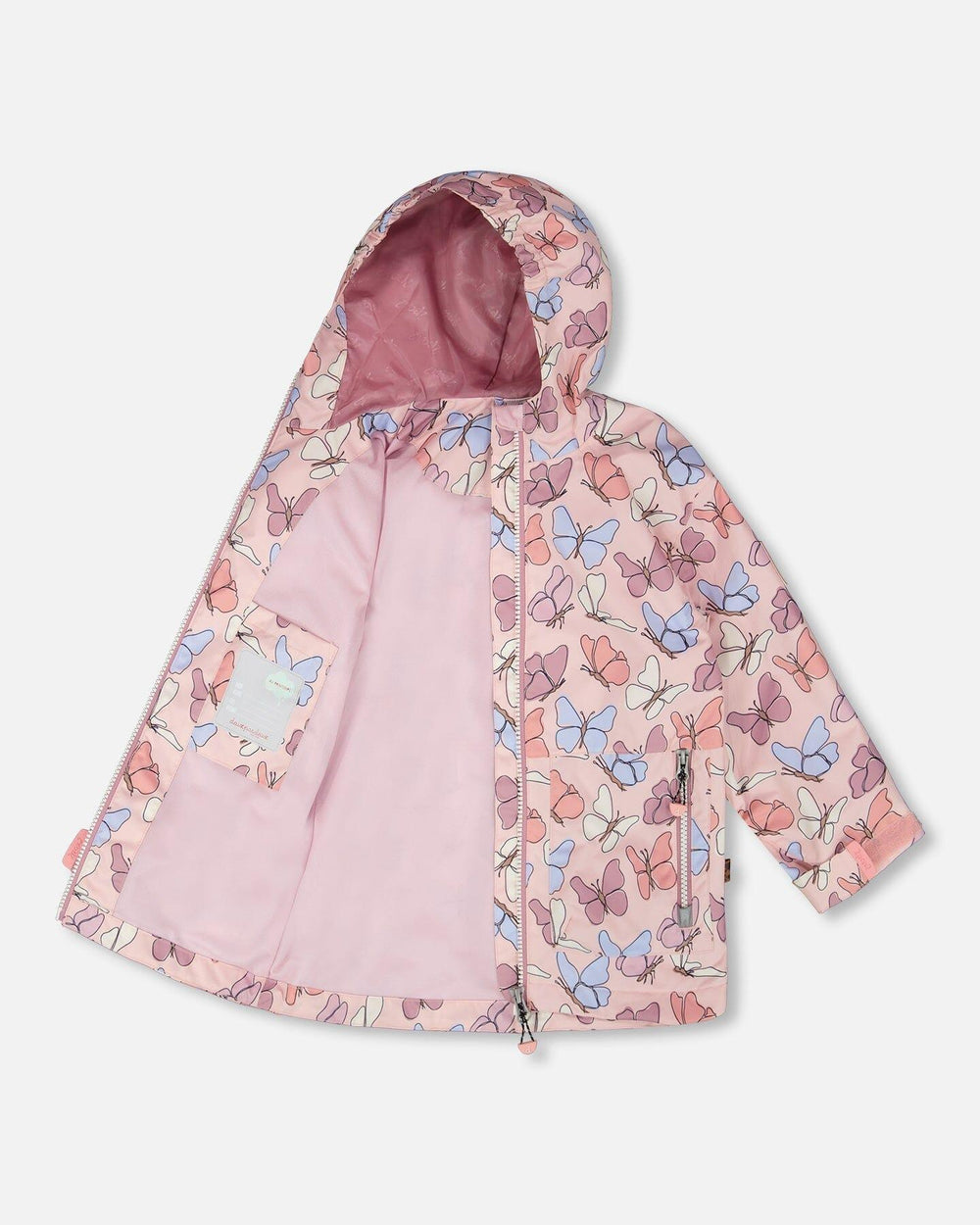 Veste mi-saison rose imprimée de papillons