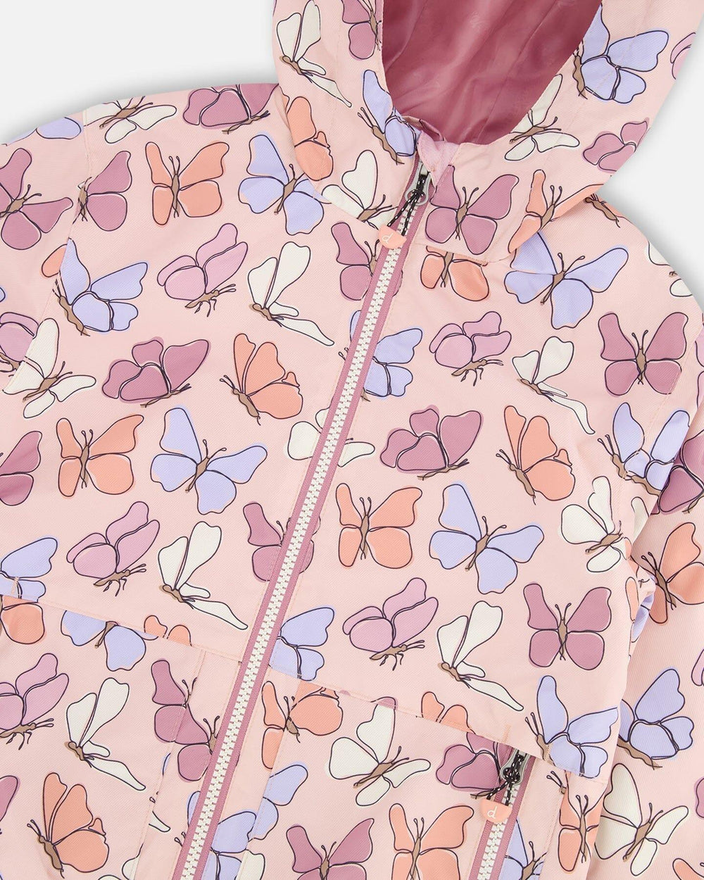 Veste mi-saison rose imprimée de papillons