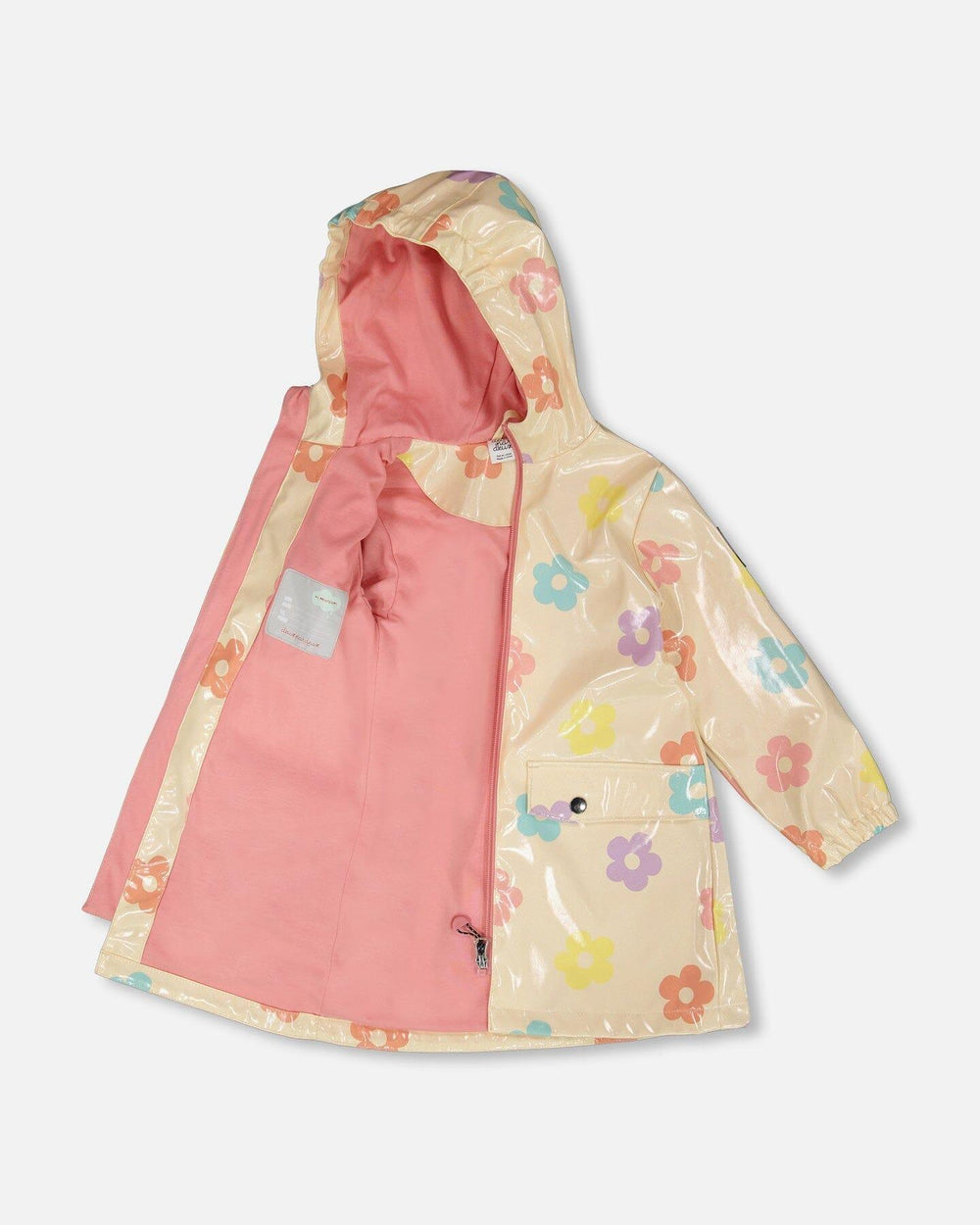 Ensemble Imperméable et Chapeau Beige à Fleurs Imprimées
