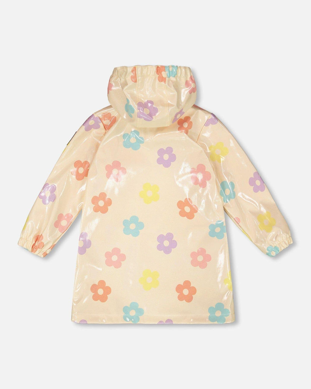 Ensemble Imperméable et Chapeau Beige à Fleurs Imprimées