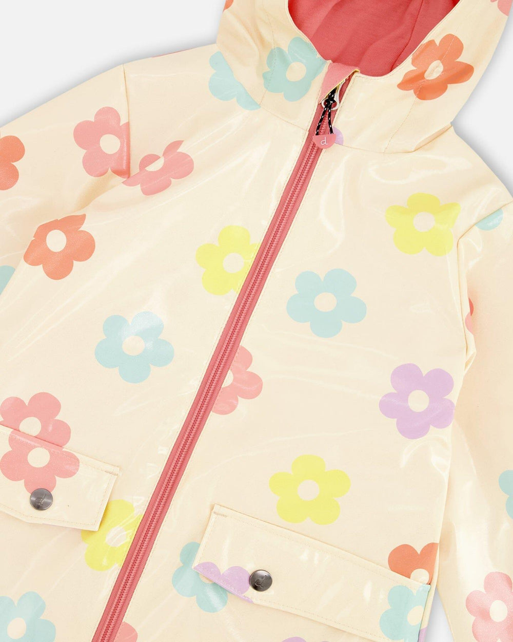 Ensemble Imperméable et Chapeau Beige à Fleurs Imprimées