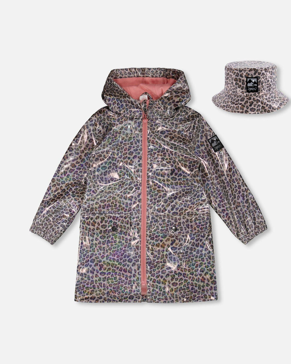Ensemble imperméable et chapeau imprimé animal
