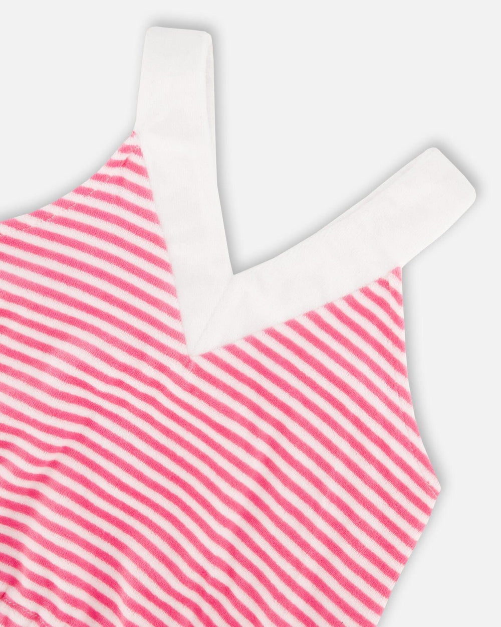 Ensemble Haut et Short en Éponge Rayée Blanc et Rose