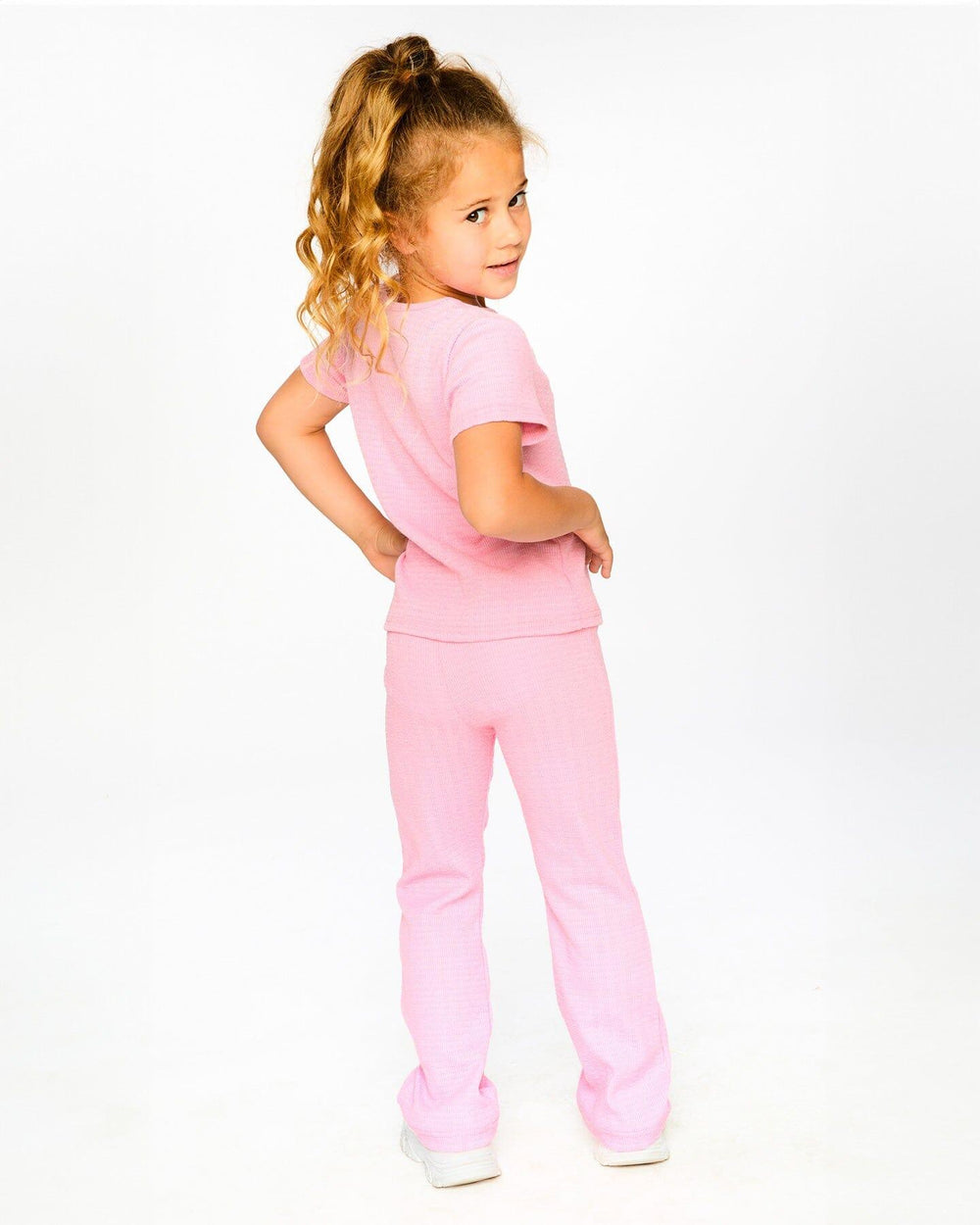 Leggings en jersey froncé rose