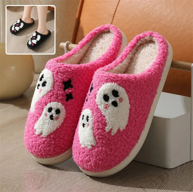 Halloween Cartoon Ghost Cotton Slippers For Women Indoor Non-slip Bedroom Floor Slipper Winter House Shoes - EX-STOCK Canada