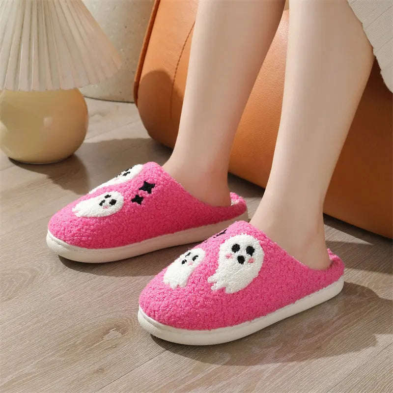 Halloween Cartoon Ghost Cotton Slippers For Women Indoor Non-slip Bedroom Floor Slipper Winter House Shoes - EX-STOCK Canada