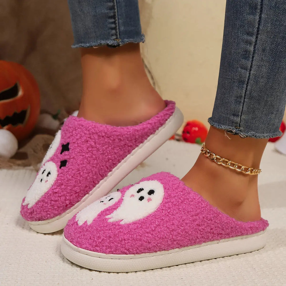 Halloween Cartoon Ghost Cotton Slippers For Women Indoor Non-slip Bedroom Floor Slipper Winter House Shoes - EX-STOCK Canada